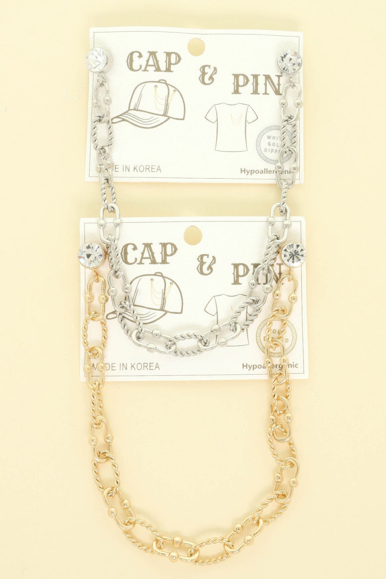 Gold Plated Twist Link Cap Chain And Pin - It's a Girly Place