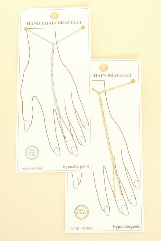 Gold-plated Twisted Hand Chain Bracelet - It's a Girly Place