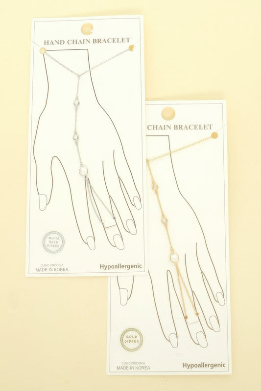 Gold Plated Cz Cable Chain Hand Bracelet - It's a Girly Place