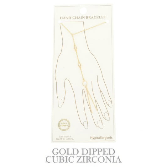 Gold Plated Cz Cable Chain Hand Bracelet - It's a Girly Place