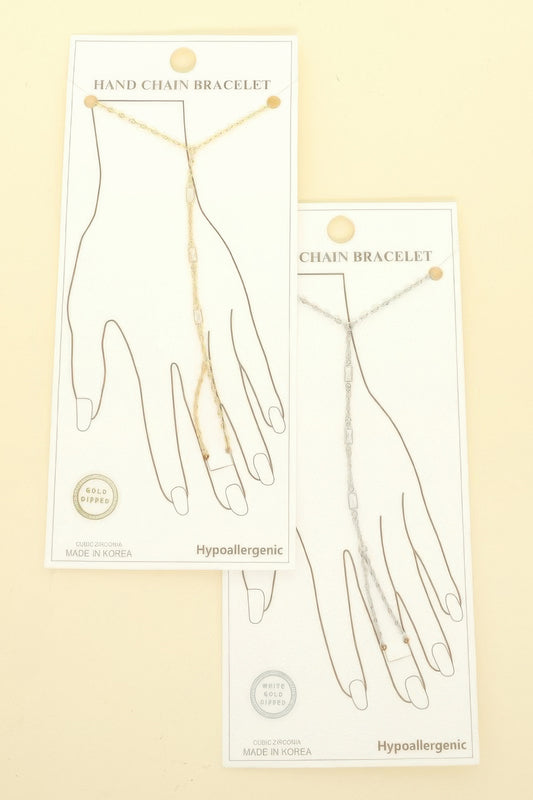 Gold Plated Cz Rope Chain Hand Bracelet - It's a Girly Place