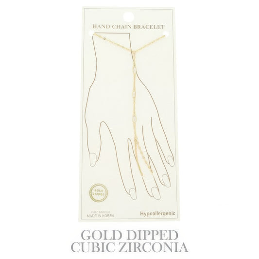 Gold Plated Cz Rope Chain Hand Bracelet - It's a Girly Place