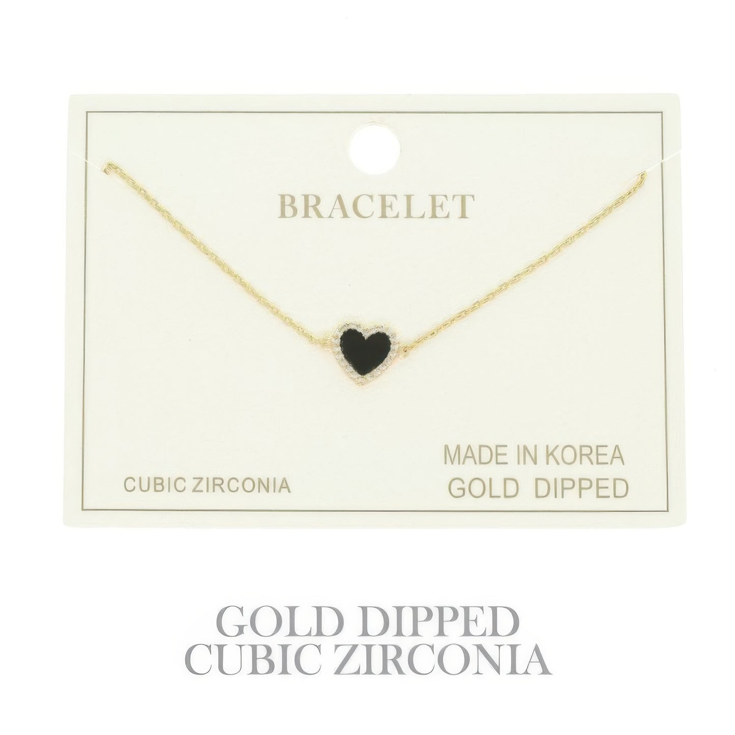 Gold Plated Cz Heart Chain Bracelet - It's a Girly Place