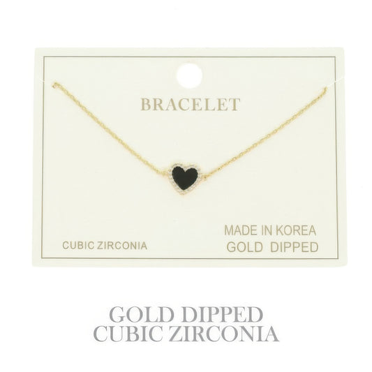 Gold Plated Cz Heart Chain Bracelet - It's a Girly Place