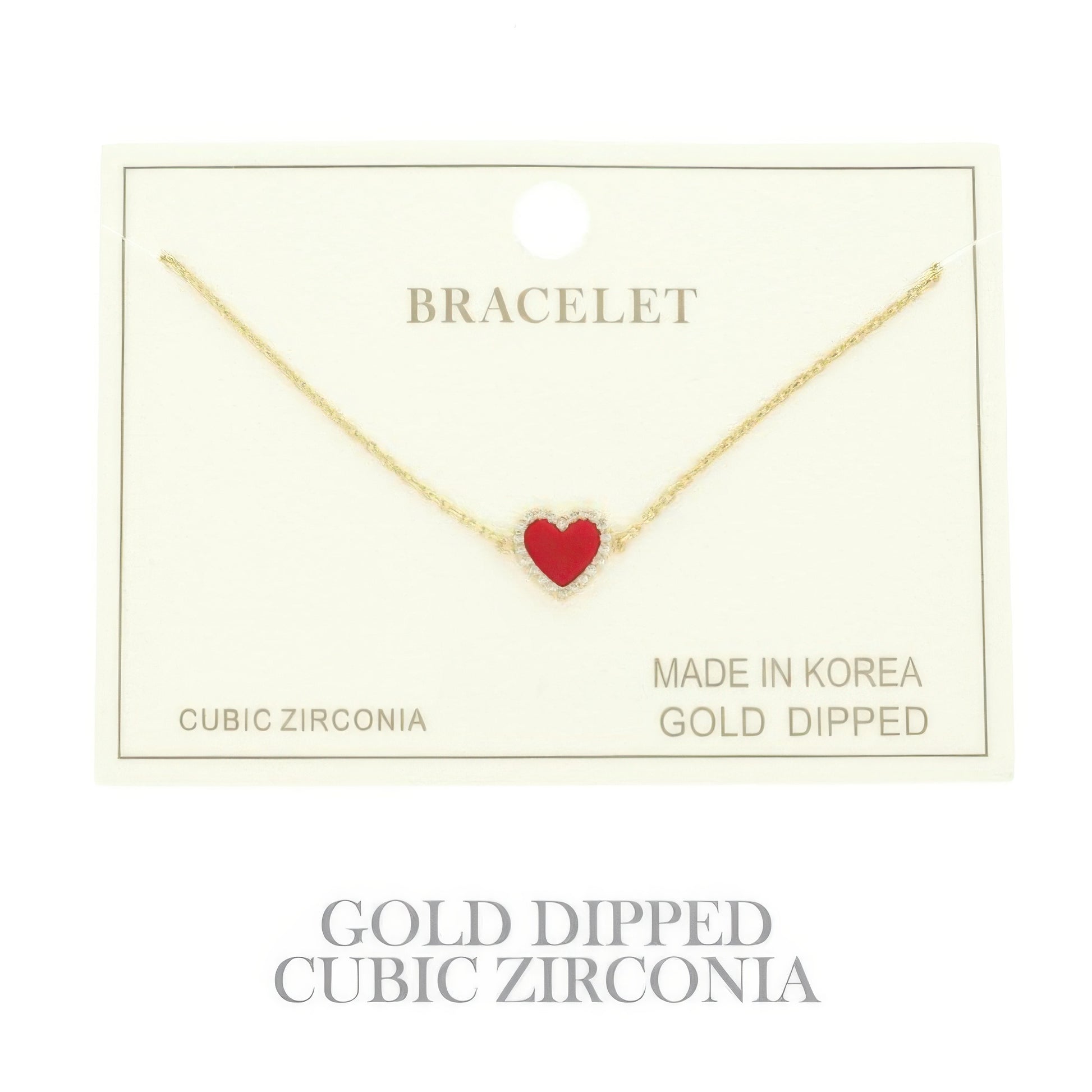 Gold Plated Cz Heart Chain Bracelet - It's a Girly Place