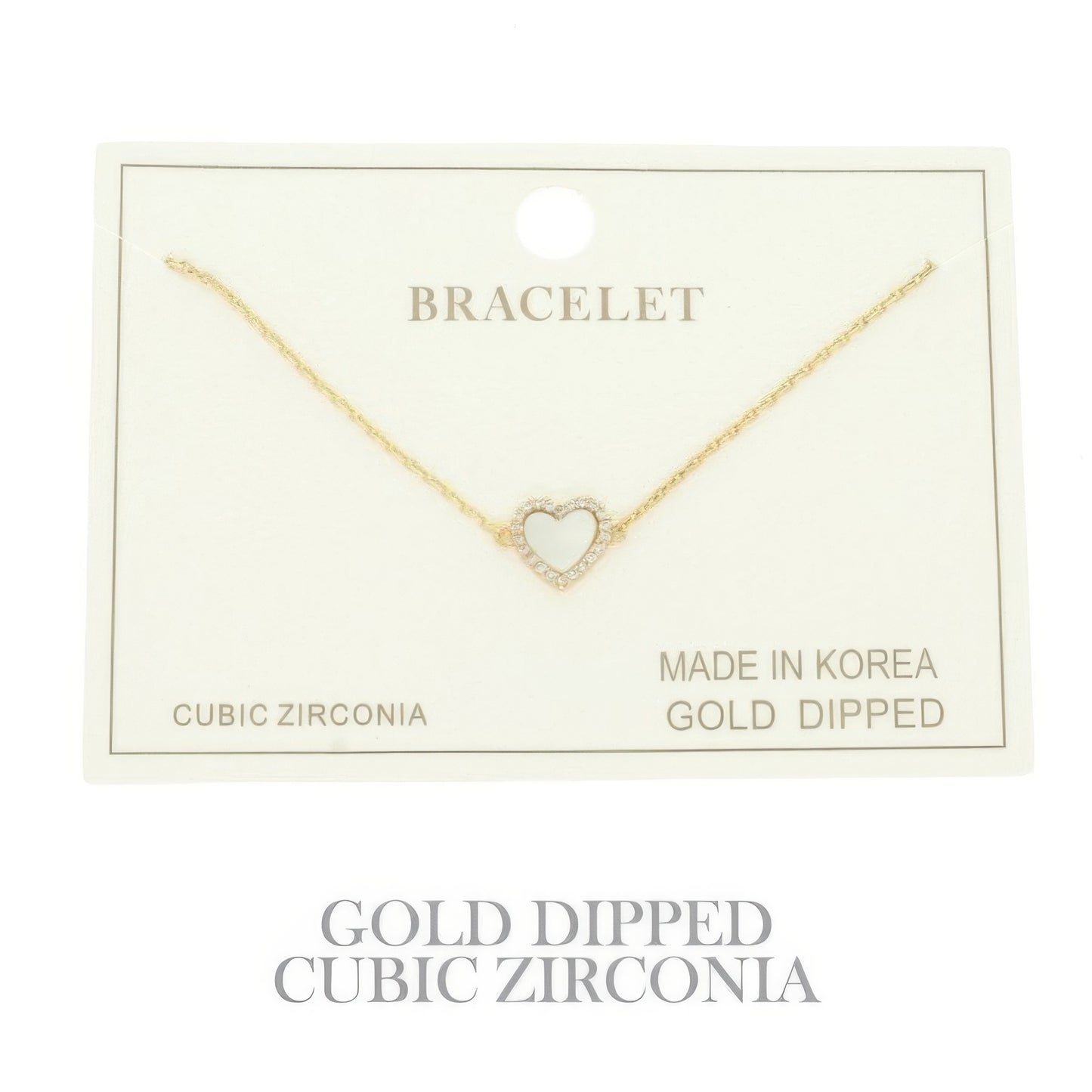 Gold Plated Cz Heart Chain Bracelet - It's a Girly Place