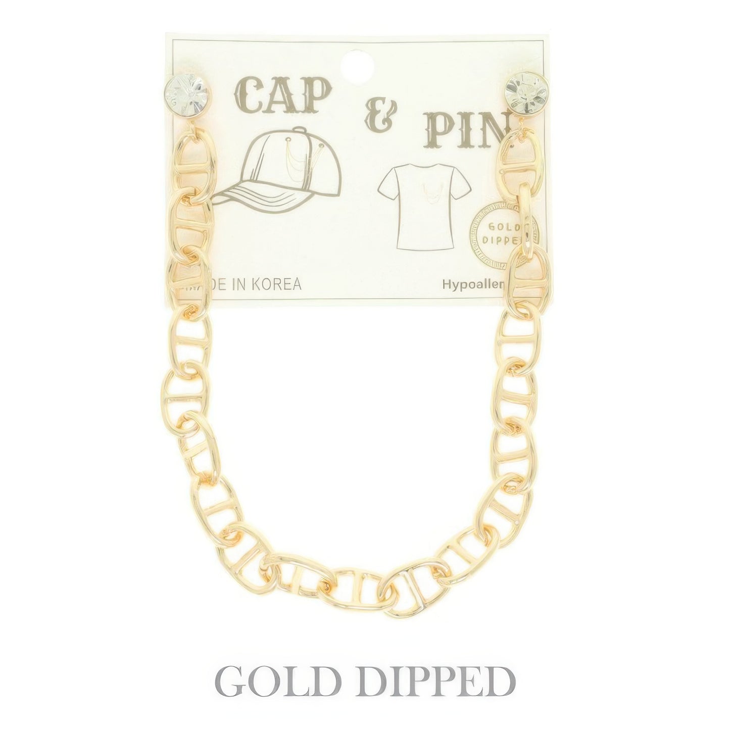 Gold Plated Soda Tab Link Cap Chain And Pin - It's a Girly Place