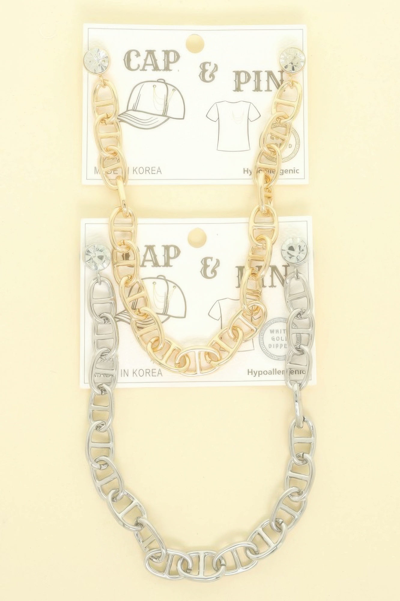 Gold Plated Soda Tab Link Cap Chain And Pin - It's a Girly Place