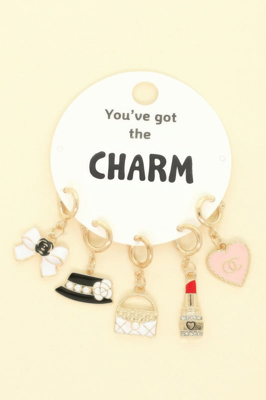 5pc Fashion Theme Assorted Charm Set - It's a Girly Place