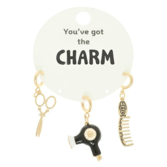 3pc Hair Stylist Theme Assorted Charm Set - It's a Girly Place
