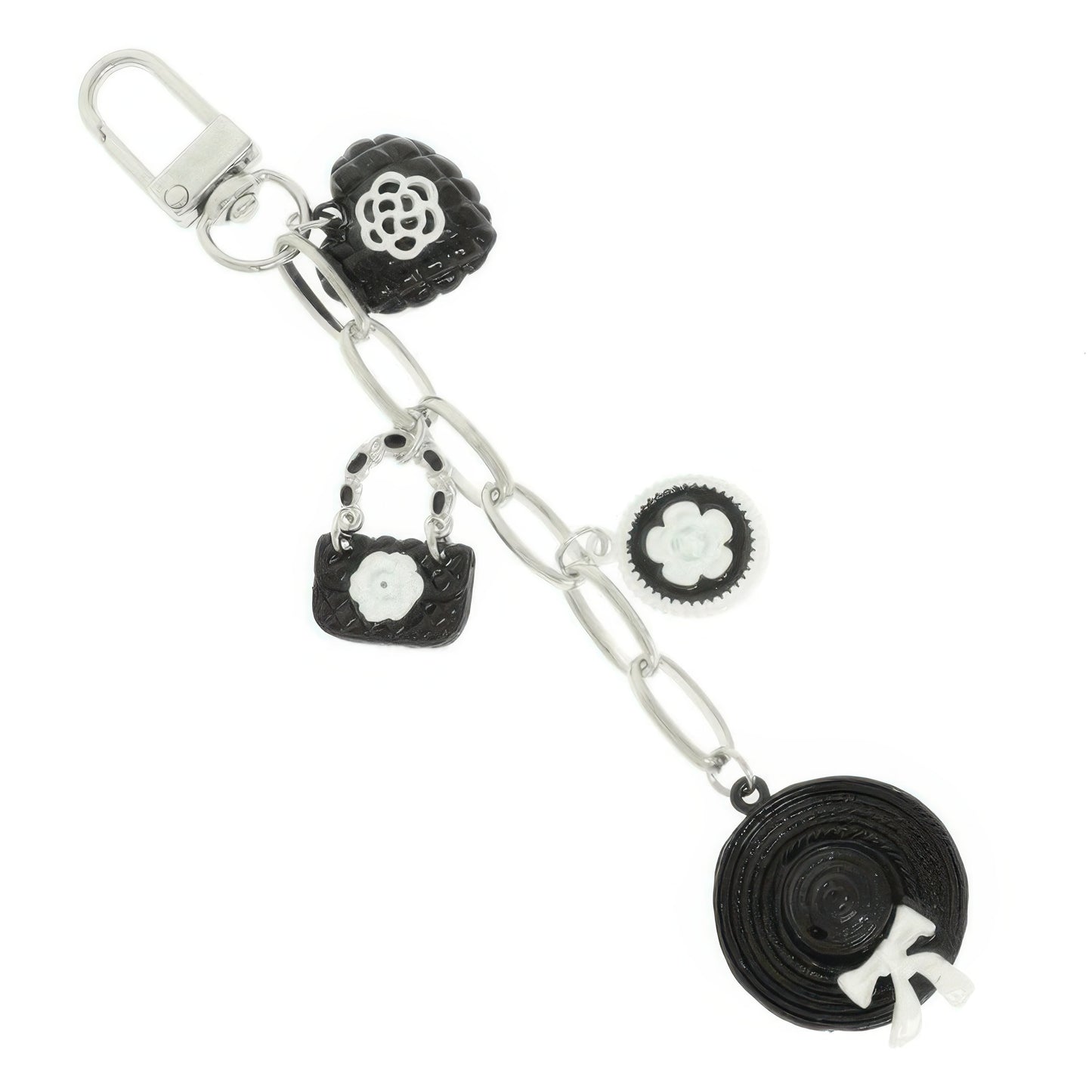 Black And White Theme Bag Charm Keychain - It's a Girly Place