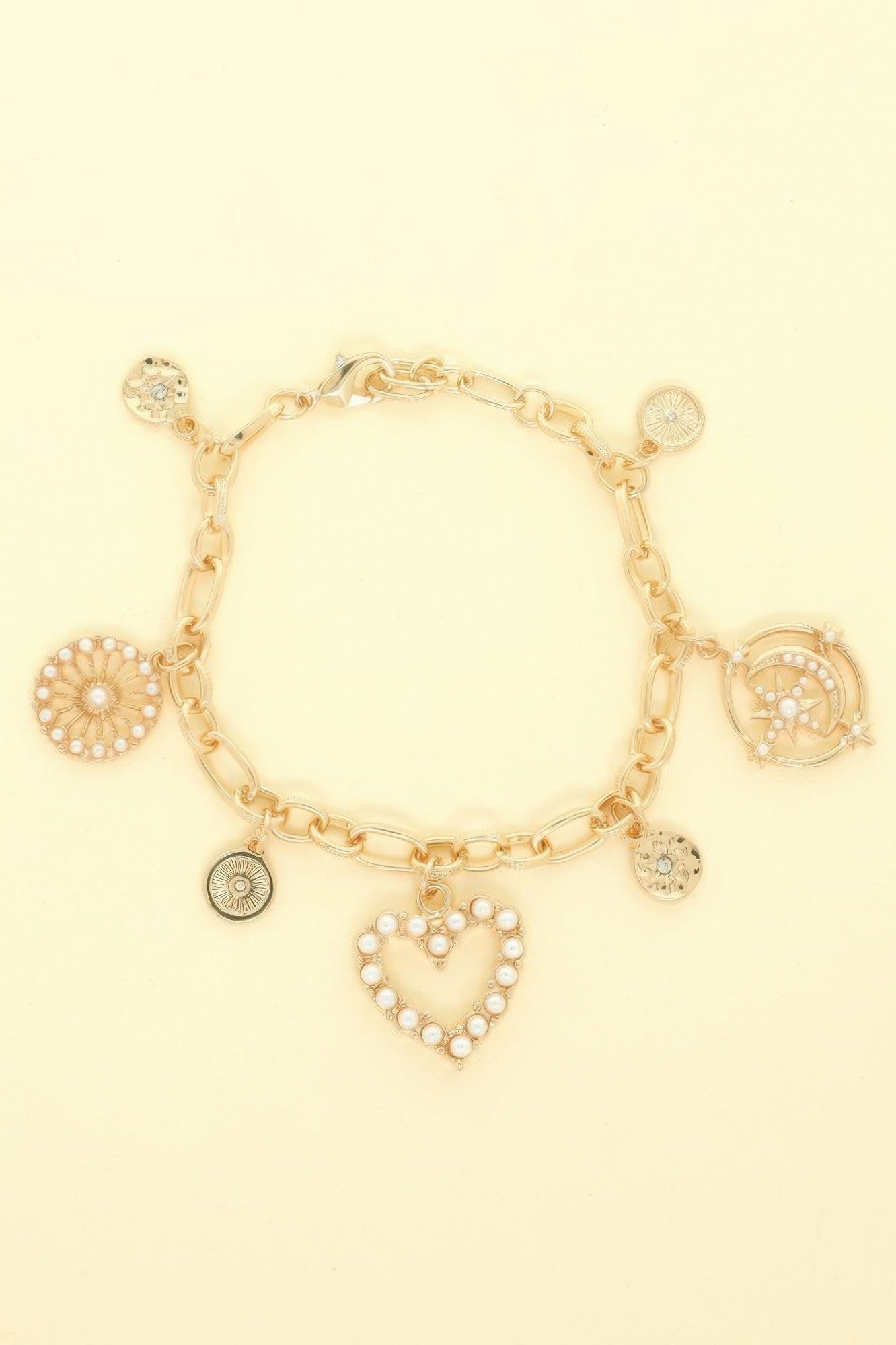 Pearl Heart Theme Charm Bracelet - It's a Girly Place