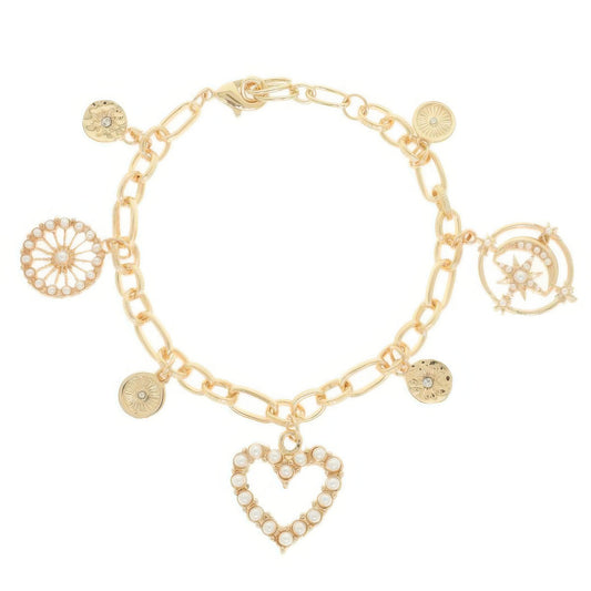 Pearl Heart Theme Charm Bracelet - It's a Girly Place