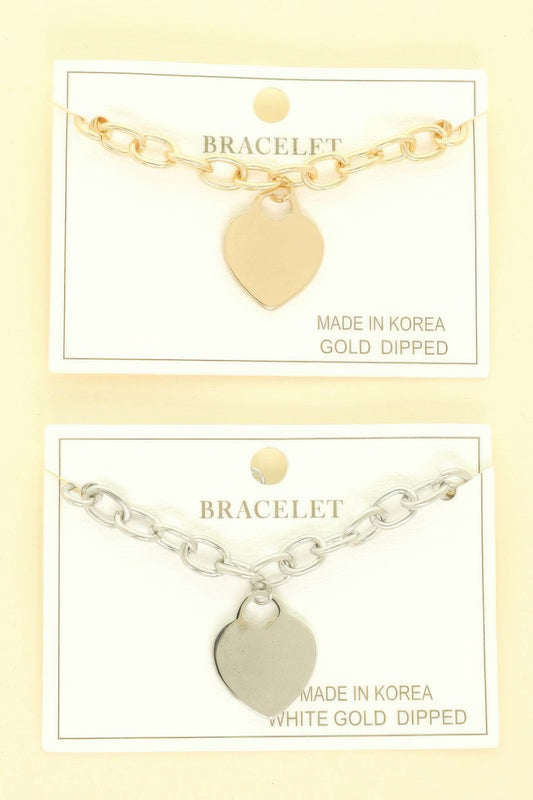 Gold Plated Heart Charm Bracelet - It's a Girly Place