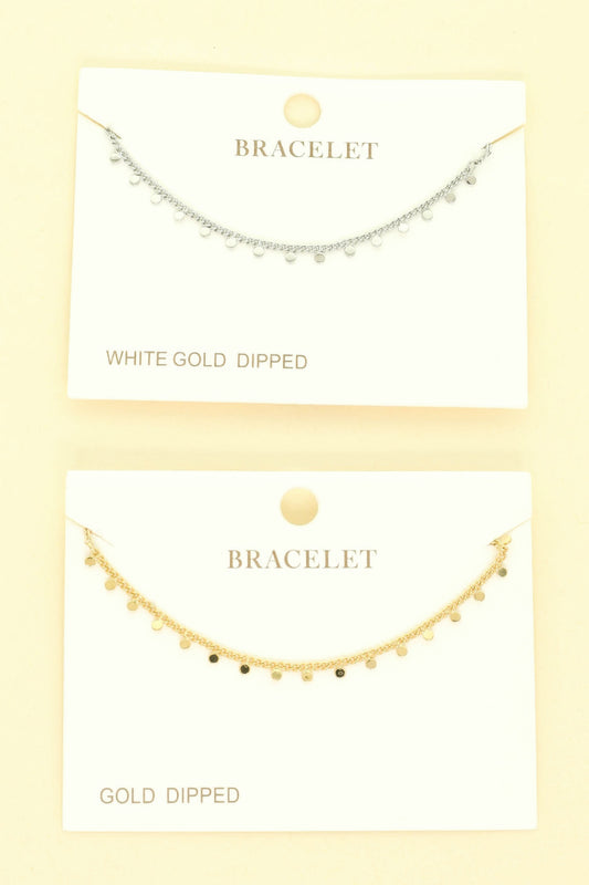 Gold Plated Disc Chain Link Bracelet - It's a Girly Place