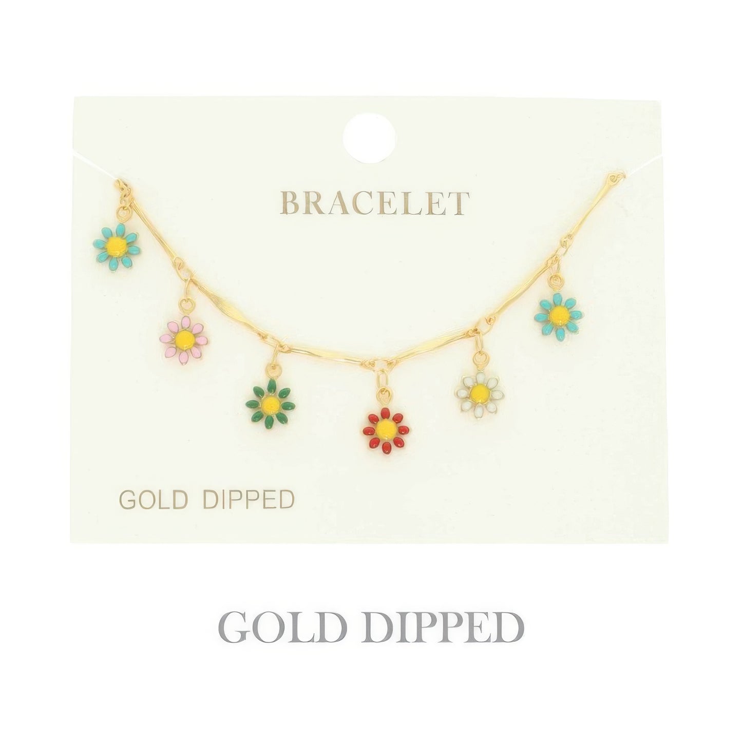 Gold Plated Floral Charm Bracelet - It's a Girly Place