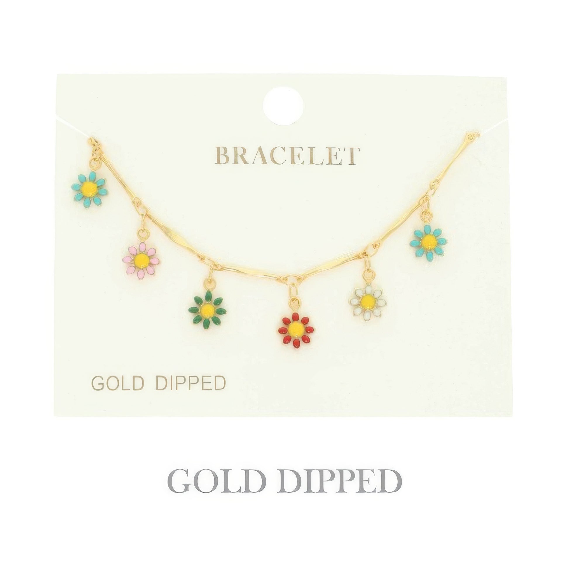 Gold Plated Floral Charm Bracelet - It's a Girly Place