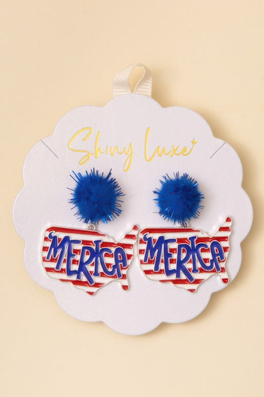 Usa Map Post Dangle Earrings - It's a Girly Place