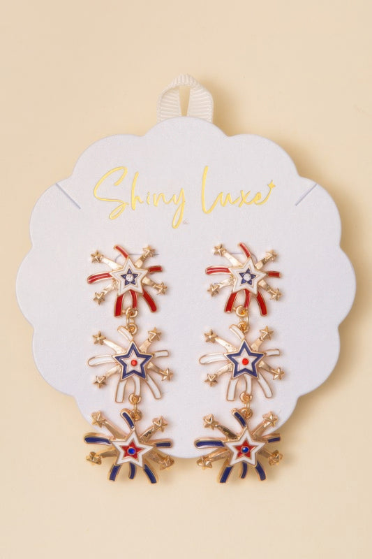 Patriotic Starburst Dangle Earrings - It's a Girly Place
