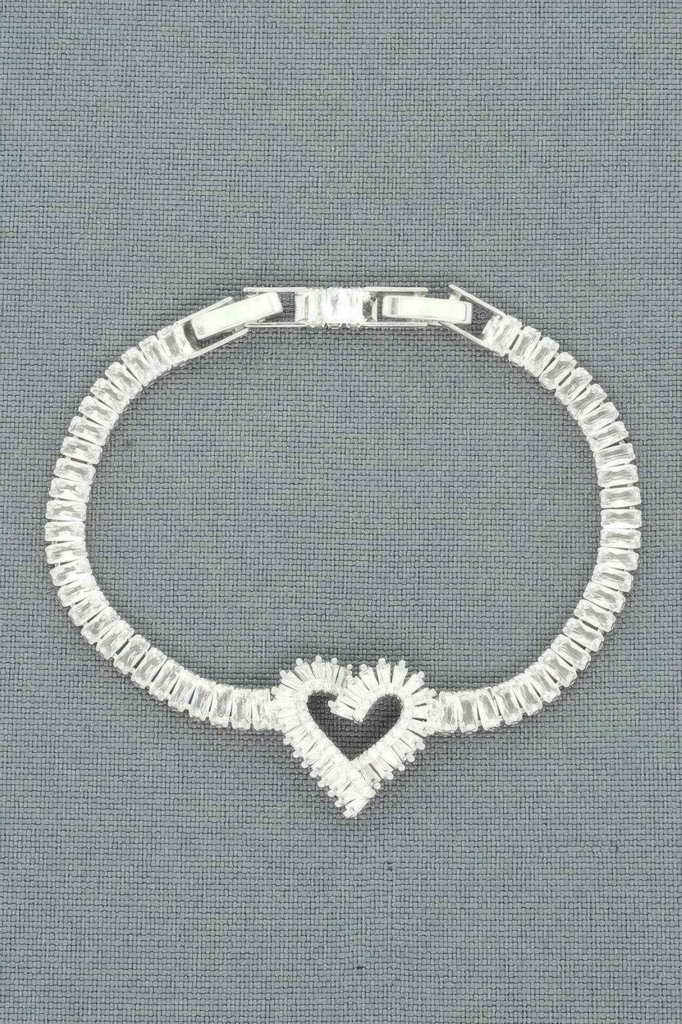 White Gold Plated Cz Heart Bracelet - It's a Girly Place