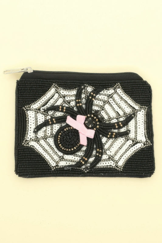 Halloween Spider Bow Beaded Coin Bag - It's a Girly Place