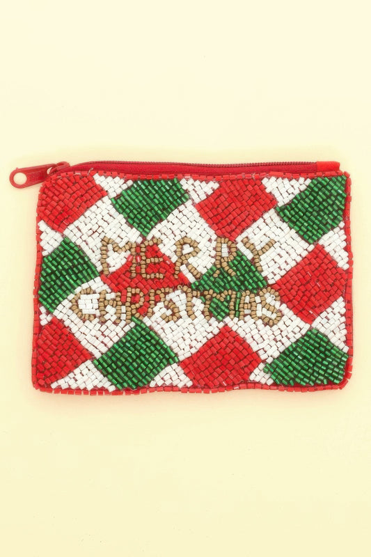 Holiday Theme Seed Beaded Coin Bag - It's a Girly Place