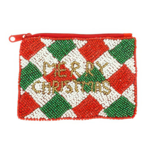 Holiday Theme Seed Beaded Coin Bag - It's a Girly Place