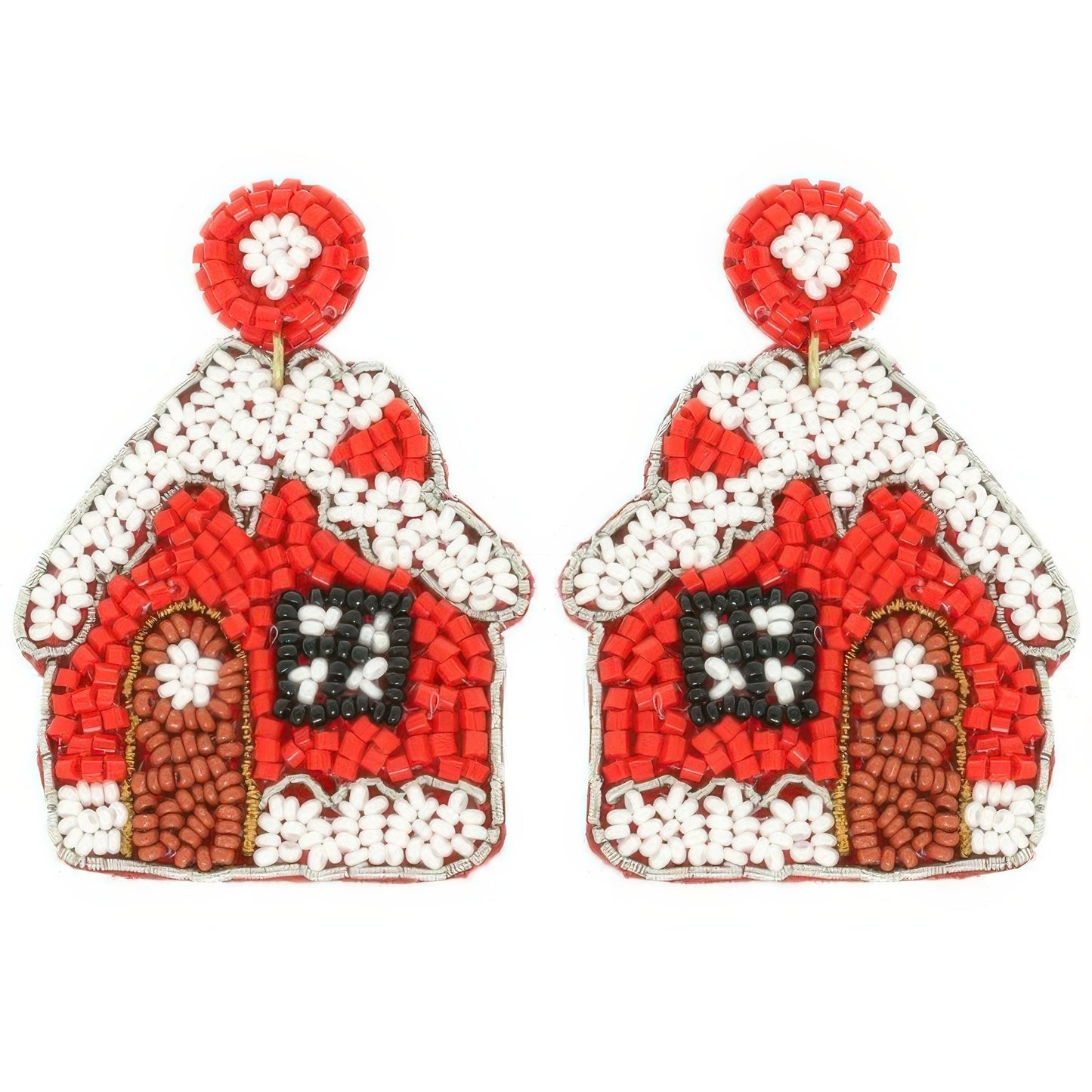 Christmas Gingerbread House Seed Beaded Earrings - It's a Girly Place