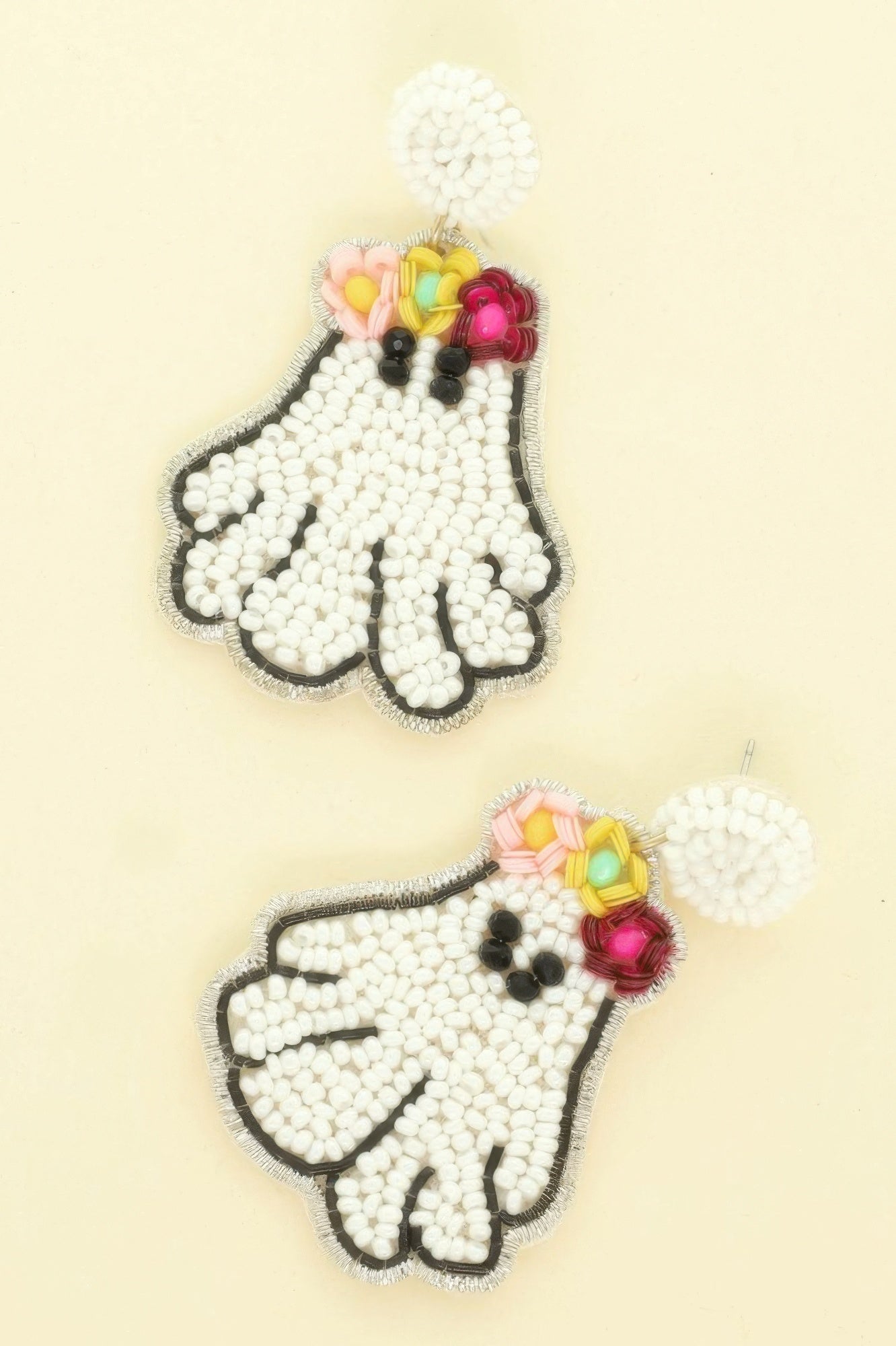 Halloween Floral Ghost Beaded Earrings - It's a Girly Place