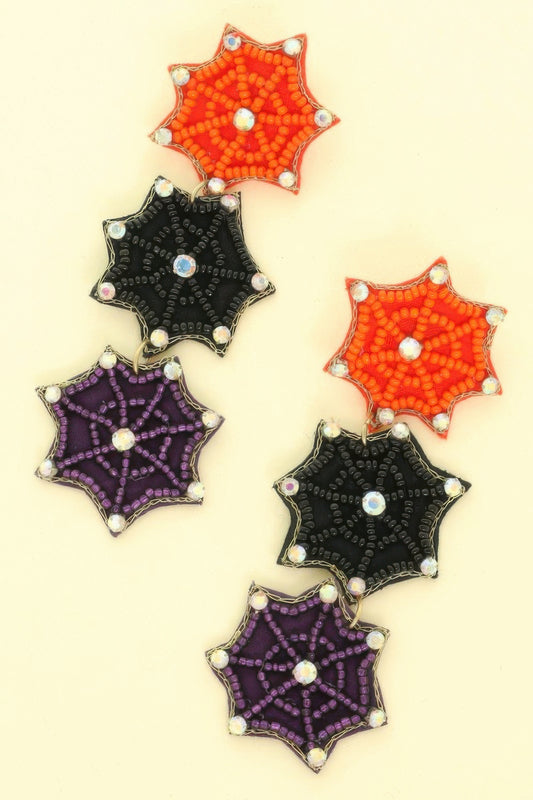 Halloween Spider Wed Seed Beaded Earrings - It's a Girly Place