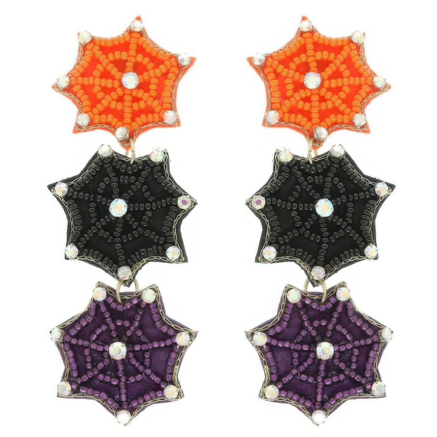 Halloween Spider Wed Seed Beaded Earrings - It's a Girly Place