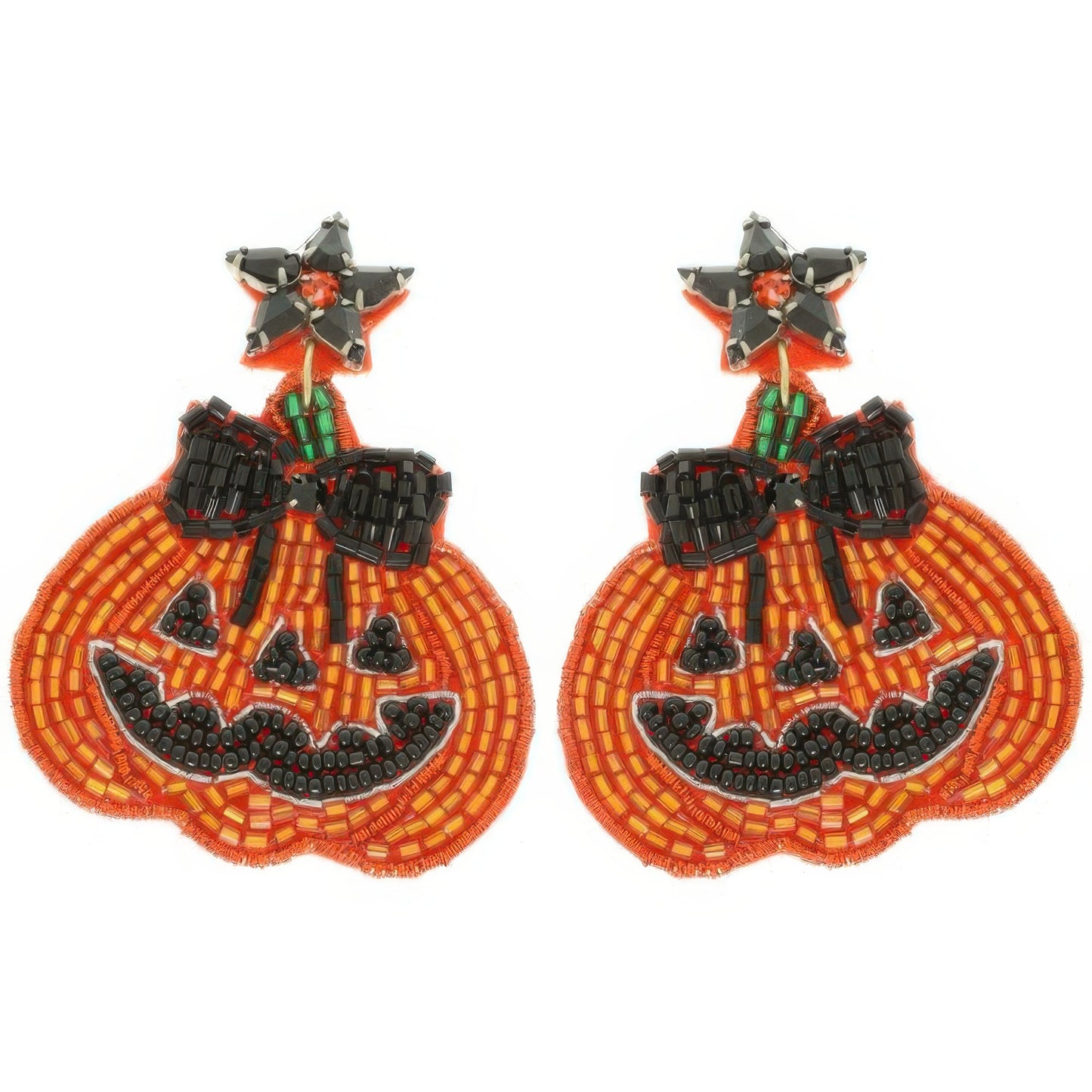 Halloween Jack O Lantern Seed Bead Earrings - It's a Girly Place
