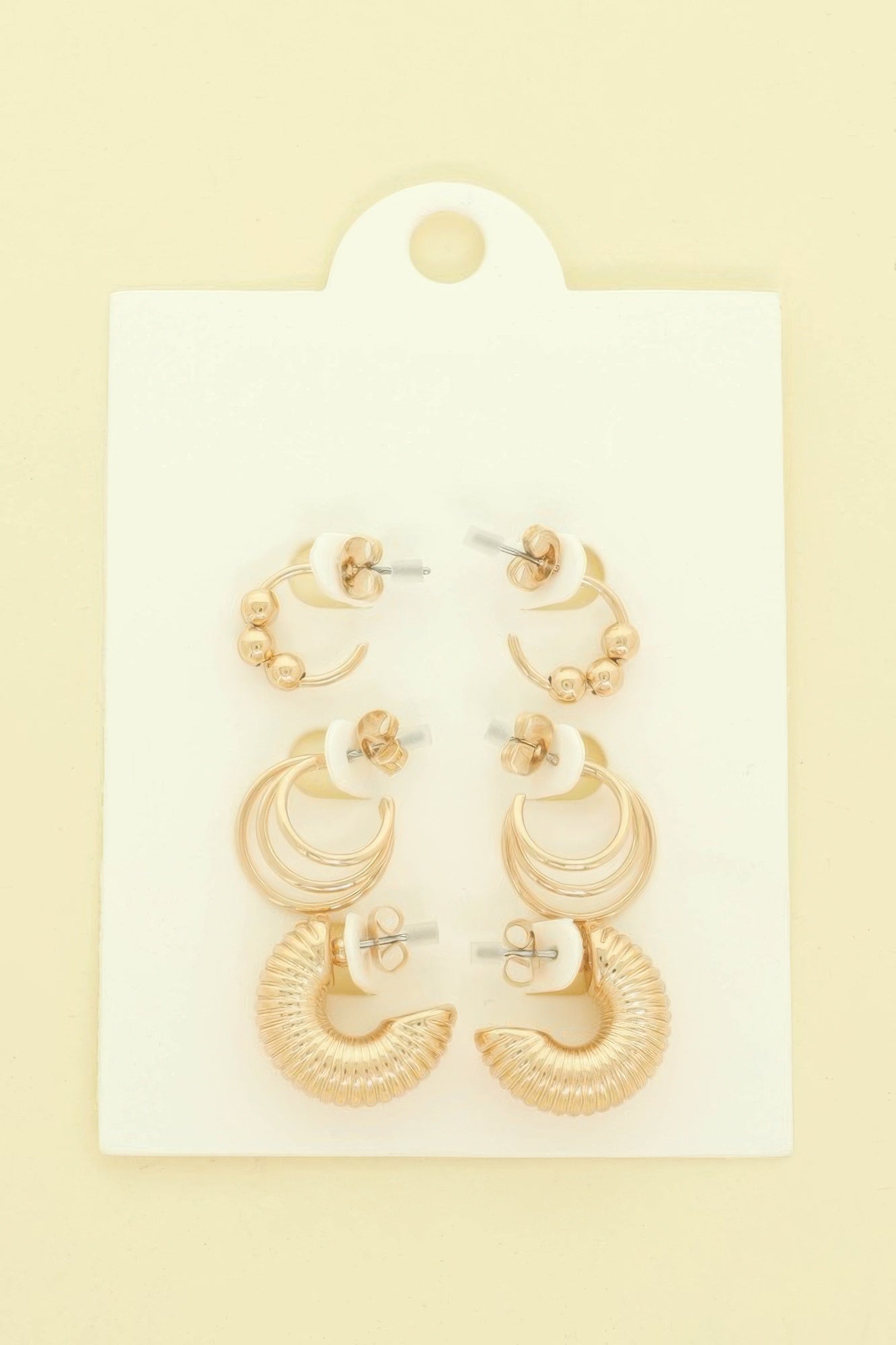 3 Pair Hoop Post Earring Set - It's a Girly Place