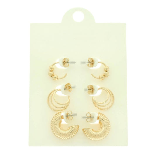 3 Pair Hoop Post Earring Set - It's a Girly Place