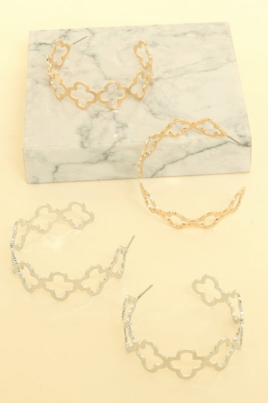Clover Cutout Hoop Earrings - It's a Girly Place