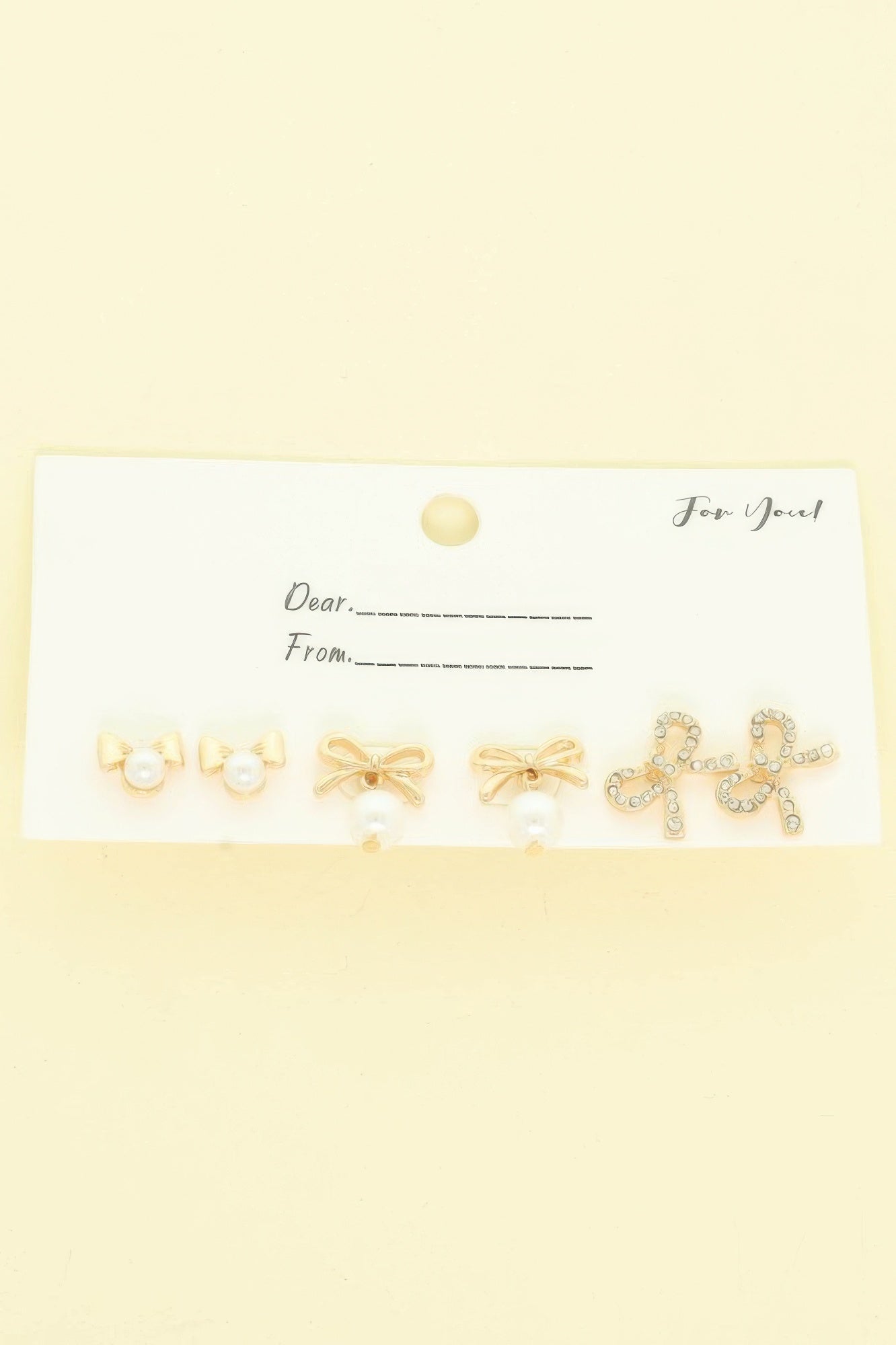3 Pair Jeweled Bow Stud Earring Set - It's a Girly Place