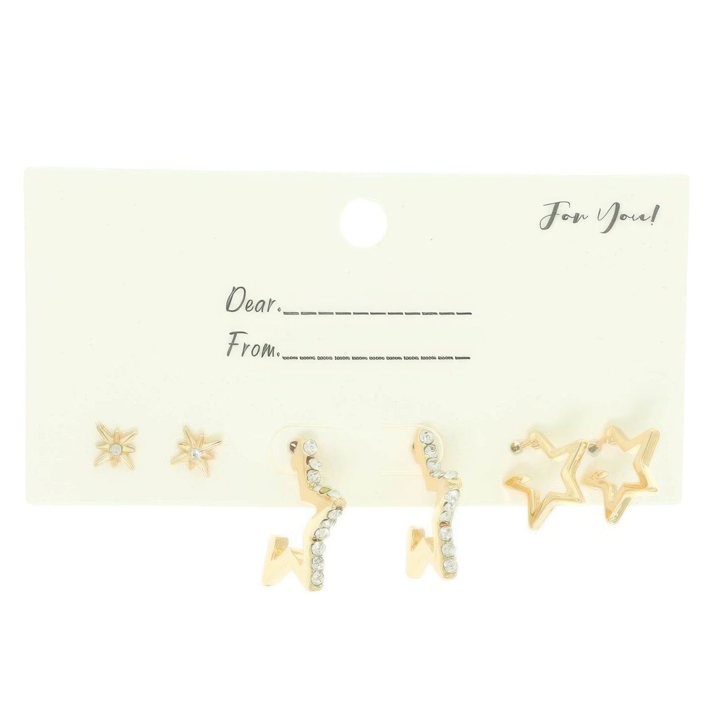 3 Pair Jeweled Star Post Earring Set - It's a Girly Place