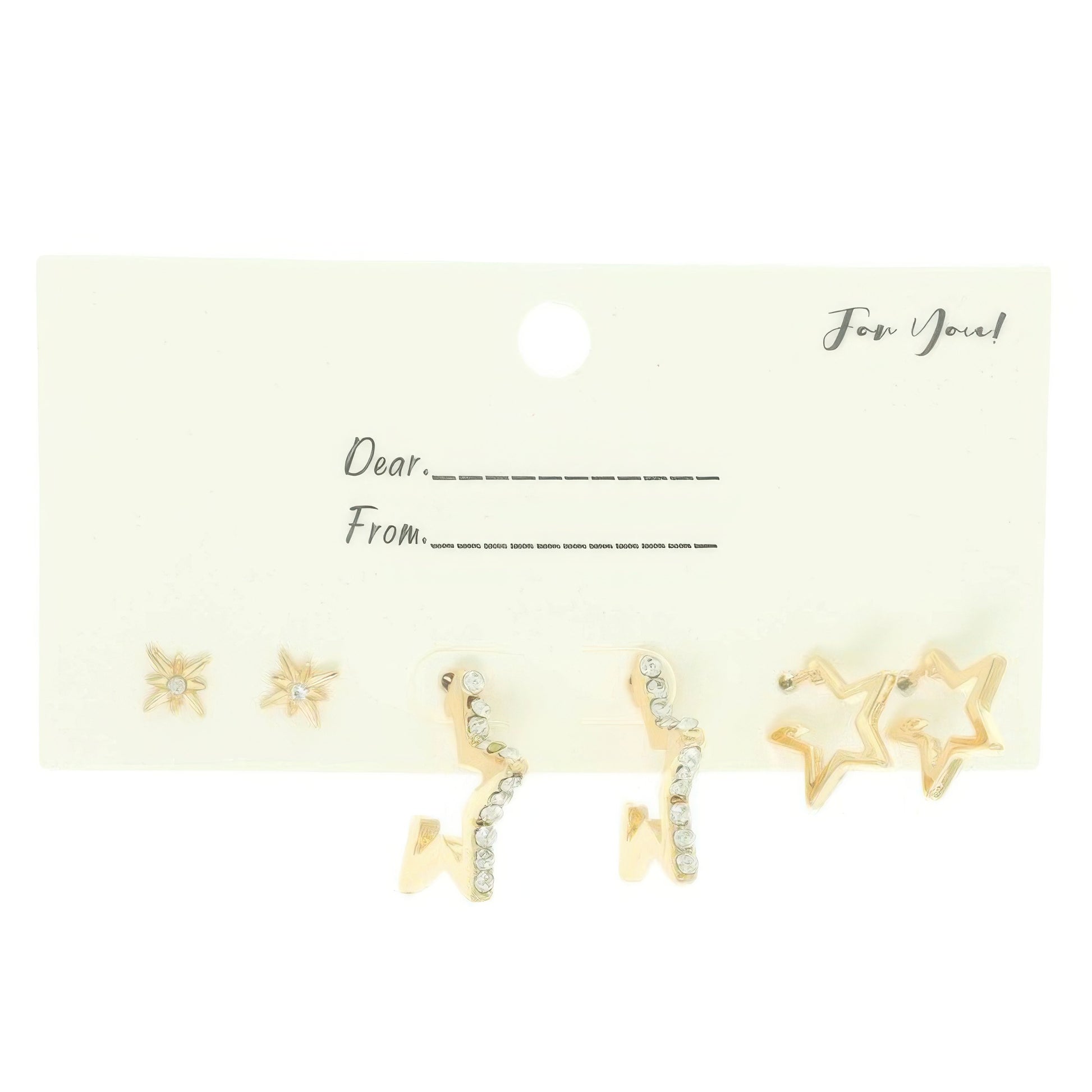 3 Pair Jeweled Star Post Earring Set - It's a Girly Place
