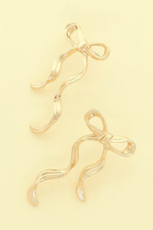 Long Tail Bow Ribbon Post Earrings - It's a Girly Place