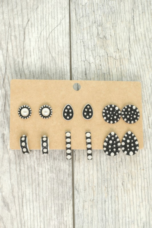 Western Theme Assorted 6 Pair Earring Set - It's a Girly Place