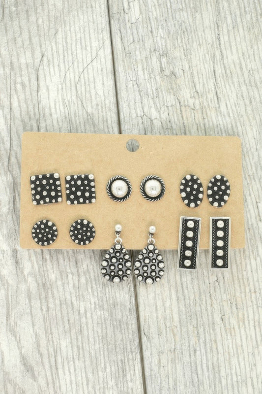 Western Theme Assorted 6 Pair Earring Set - It's a Girly Place