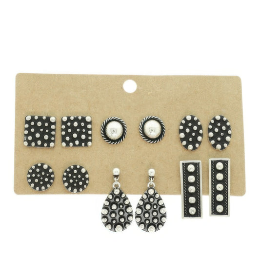 Western Theme Assorted 6 Pair Earring Set - It's a Girly Place