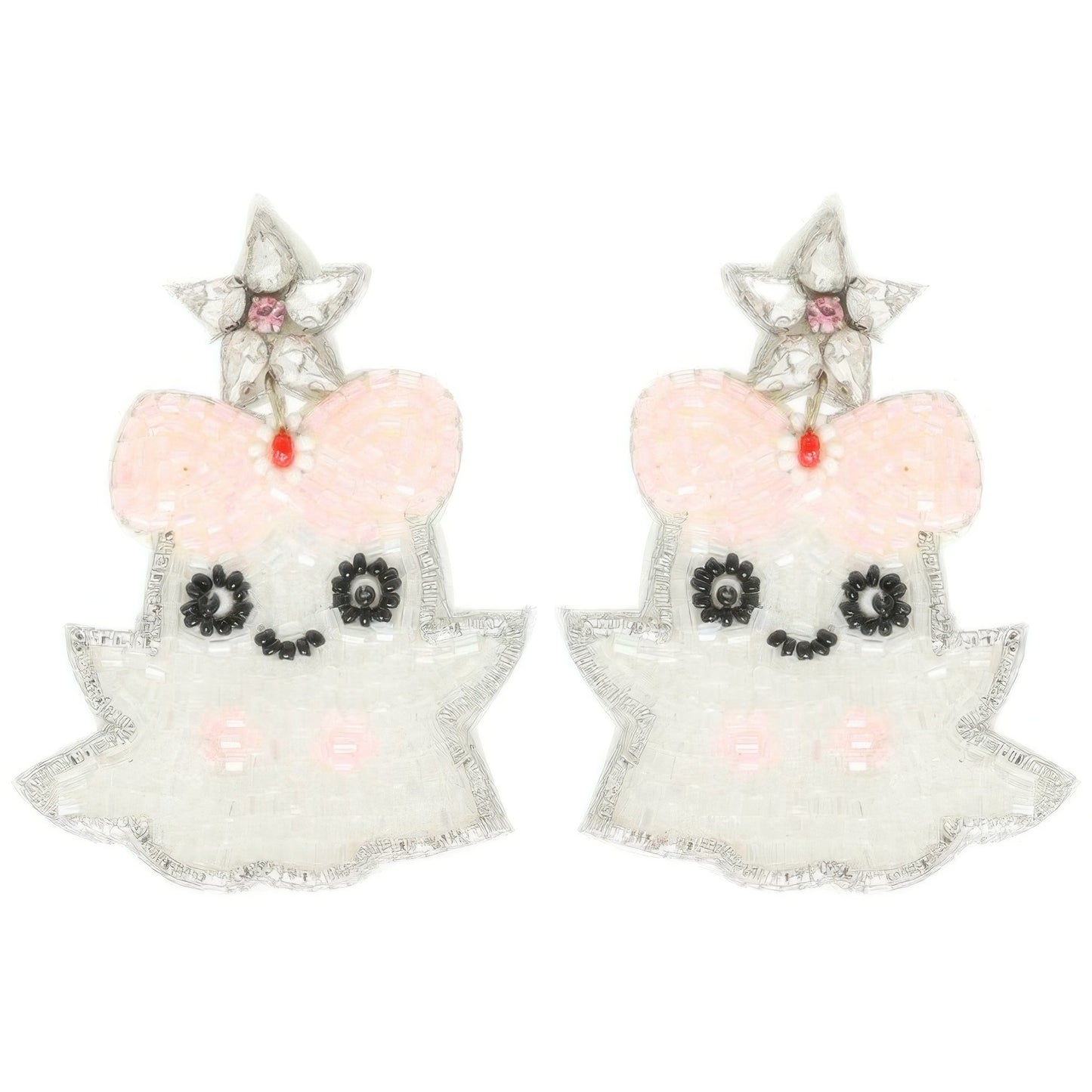Halloween Ghost Seed Beaded Post Earrings - It's a Girly Place