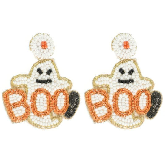 Halloween Ghost Bead Post Earrings - It's a Girly Place