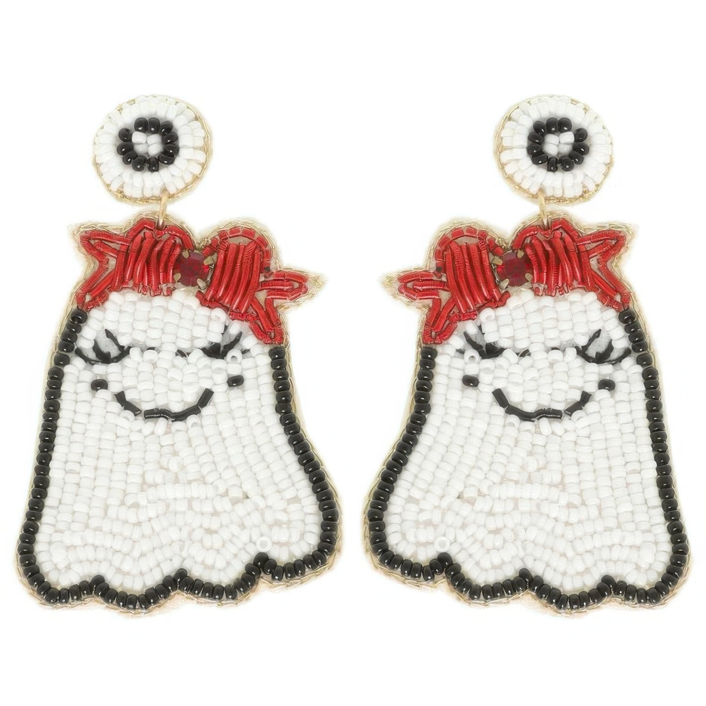 Halloween Ghost Seed Beaded Post Earrings - It's a Girly Place