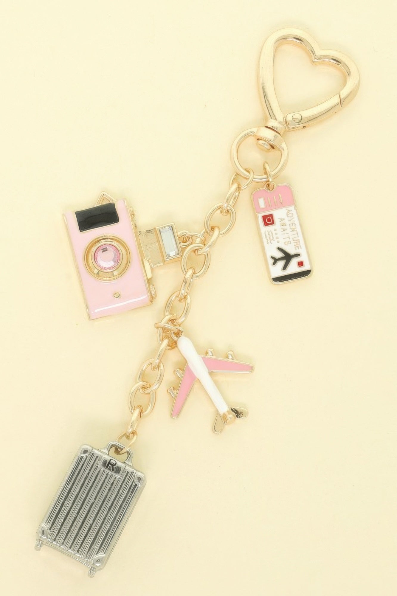 Travel Theme Bag Charm Keychain - It's a Girly Place