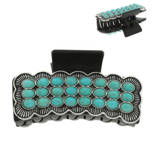 Western Turquoise Metal Hair Claw Clip - It's a Girly Place