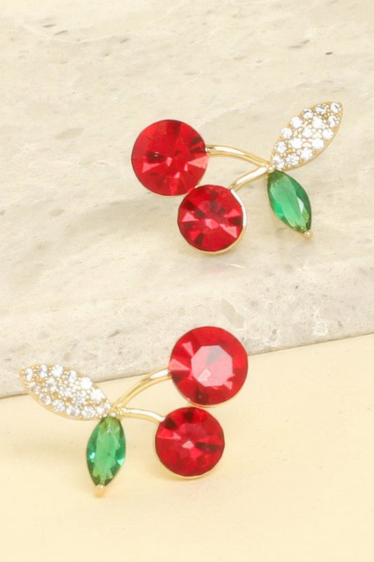 Cz Red Cherry Post Earrings - It's a Girly Place