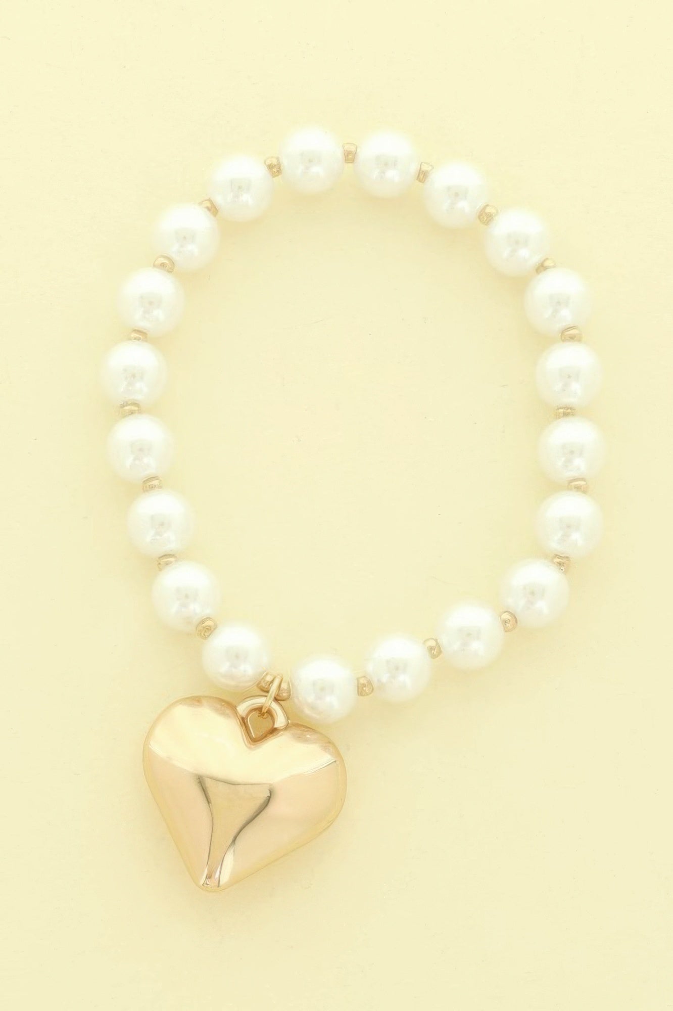 Puff Heart Charm Pearl Bracelet - It's a Girly Place
