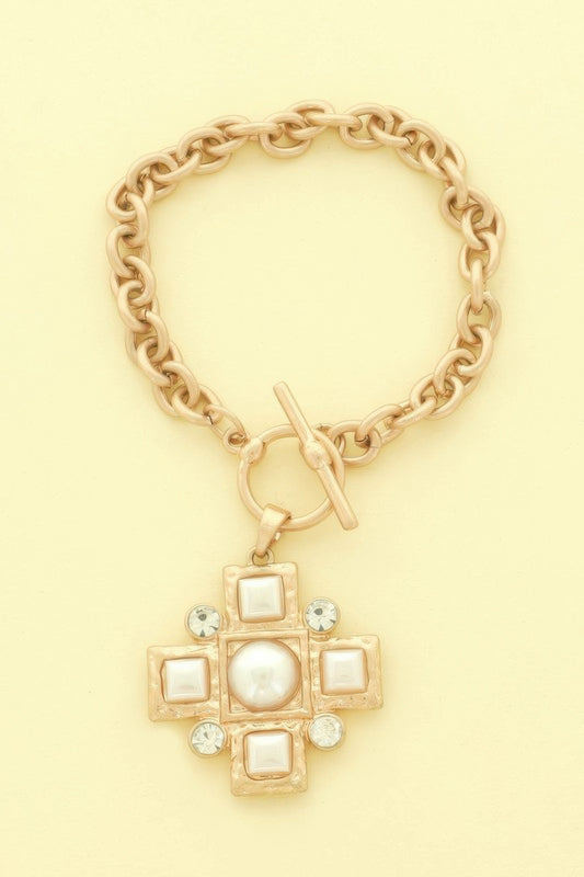Cross Charm Toggle Chain Bracelet - It's a Girly Place